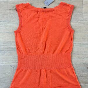 Ann Taylor Orange Women's Sleeveless Top Stretch Ribbed Waist